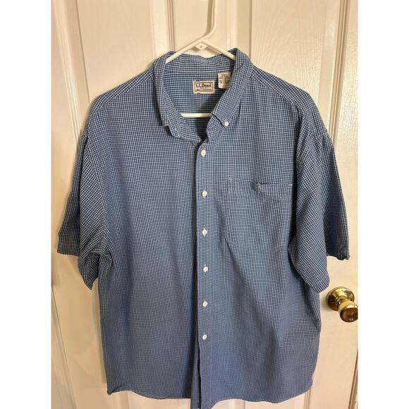 L. L. Bean Lot of 2 SS Shirts Salmon Polo/Blue Plaid ButtonUp‎ Size Large - Picture 4 of 6